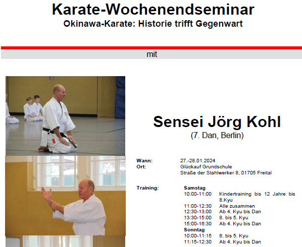Karatelehrgang in Freital